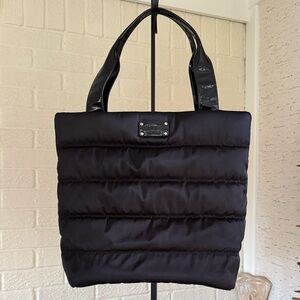 kate spade Black Puffy “Apres Ski” Tote Patent Leather Straps & Polka Dot Lining